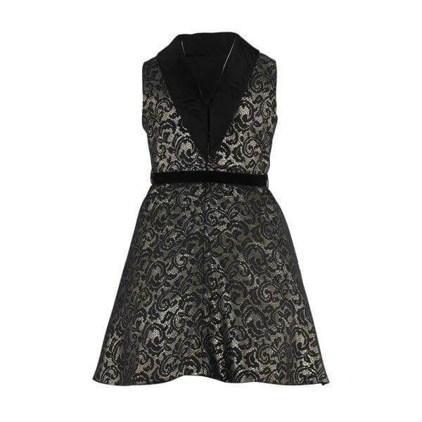 BLACK AND GOLD DAMASK DRESS